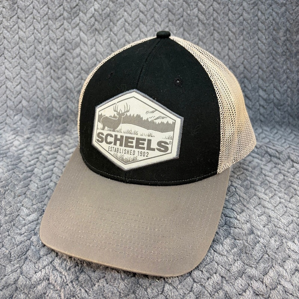 Scheels Established 1902 Deer Patch Snapback OS Black Grey Mesh Hat